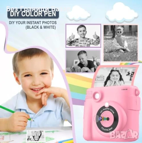 Нова Камера за незабавен печат с 3 ролки хартия Фотопринтер фотоапарат, снимка 5 - Други - 51119732