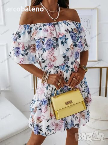 Дамска секси лятна рокля с отворени рамене, 3цвята , снимка 12 - Рокли - 39816069