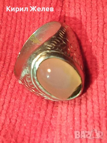 СТАРИНЕН ПОЗЛАТЕН ПРЪСТЕН РЪЧНО с КАЛЕМ ОРНАМЕНТИРАН с НАТУРАЛЕН ЛУНЕН КАМЪК МАЙСТОРСКИ УНИКАТ 21649, снимка 15 - Антикварни и старинни предмети - 36393632