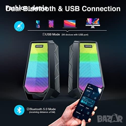 Нов USB Високоговорител за компютър, Bluetooth/RGB светлинни ефекти Игри, снимка 4 - Друга електроника - 41466102