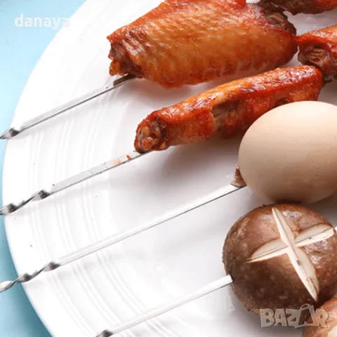 5488 Метални плоски шишове за скара комплект от 12 броя, 39см, снимка 5 - Прибори за хранене, готвене и сервиране - 48220873