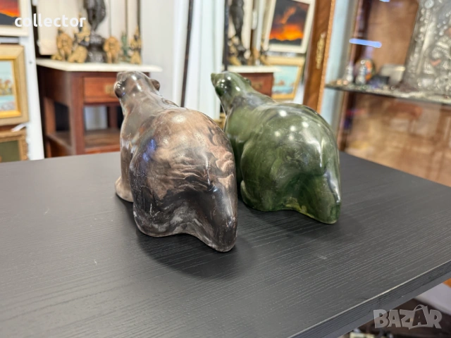 Чифт каменни полярни мечки. №7923, снимка 4 - Антикварни и старинни предмети - 53731278