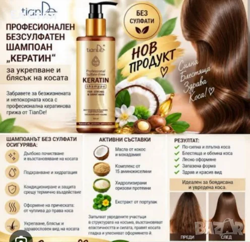 Ново Професионален шампоан с Кератин 
