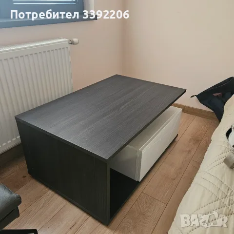 Холна маса 100x65 см с чекмедже – бял гланц / графит