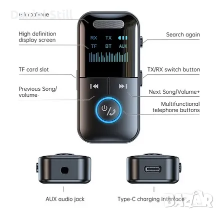 VIKEFON Bluetooth 5.4 приемник/предавател 3,5 mm AUX TF карта, снимка 3 - Друга електроника - 48217730