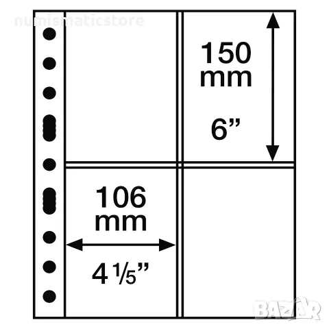 Leuchtturm Grande- 2CT прозрачни листа-картички и банкноти 106х150 мм 5 броя
