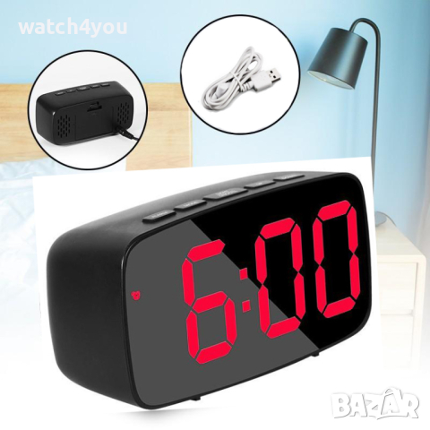 НОВ ПОСТОЯННО СВЕТЕЩ LED ЧАСОВНИK С ГОЛЕМИ СВЕТЕЩИ ЦИФРИ НА ТОК. СВЕТЕЩИ ЧАСОВНИЦИ. БУДИЛНИК АЛАРМА, снимка 5 - Други - 36175431