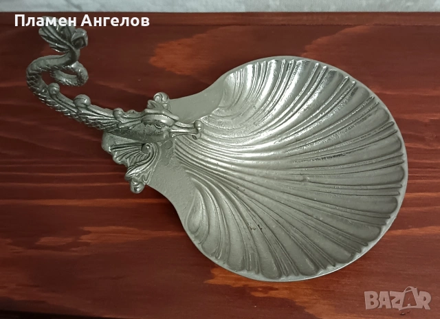 Месингов, бронзов съд, купа, пепелник със форма на мида, снимка 10 - Антикварни и старинни предмети - 53290052