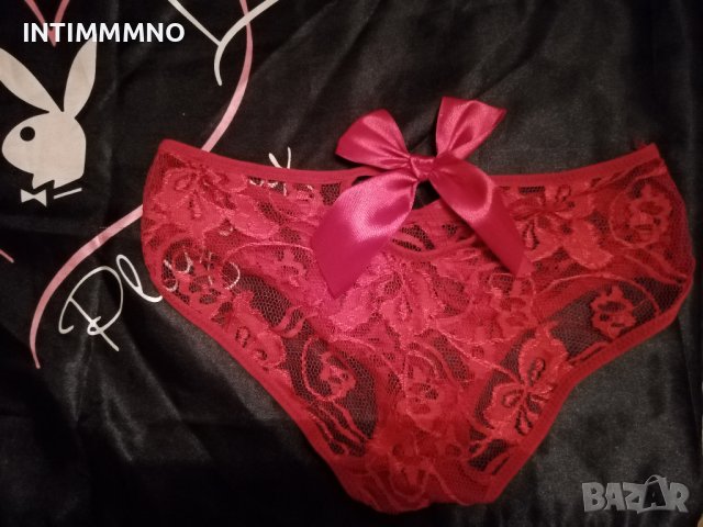 Еротични Бикини, Червена Дантела със сатенени панделки, Размер S, снимка 8 - Бельо - 39653128