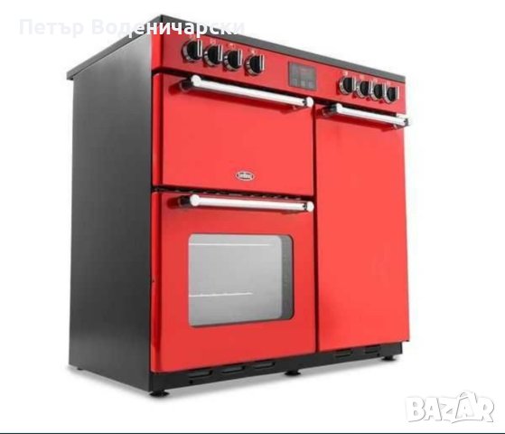 Свободностояща електрическа готварска печка BELLING Kensington 90 cm  Цвят Червено и хром Електр, снимка 1