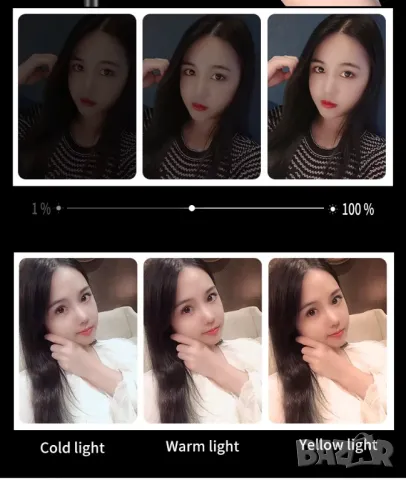 Диодно осветление за заснемане, за фотоапарат, студийнно, LED кръгла лампа, видеокамера, светлина, снимка 17 - Светкавици, студийно осветление - 49448868