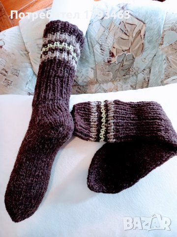 Ръчно плетени чорапи от вълна размер 38, снимка 1 - Мъжки чорапи - 39735956