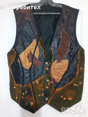 Дамски елек в съчетание с естествена кожа 