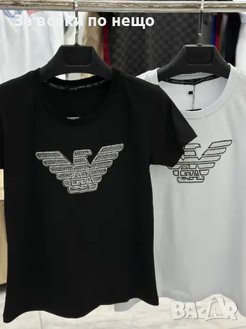 Emporio Armani Дамска Памучна Тениска С Лого С Кристали - Различни Цветове Код A503