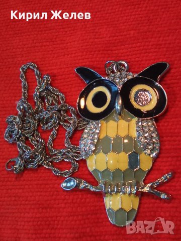 ФИГУРАЛЕН АРТ МЕДАЛЬОН БУХАЛ с ЦВЕТЕН ЕМАЙЛ КРИСТАЛИ и КРАСИВА ВЕРИЖКА РЕТРО ПЛЕТКА СРЕБРИСТА 8697, снимка 9 - Колиета, медальони, синджири - 35308197