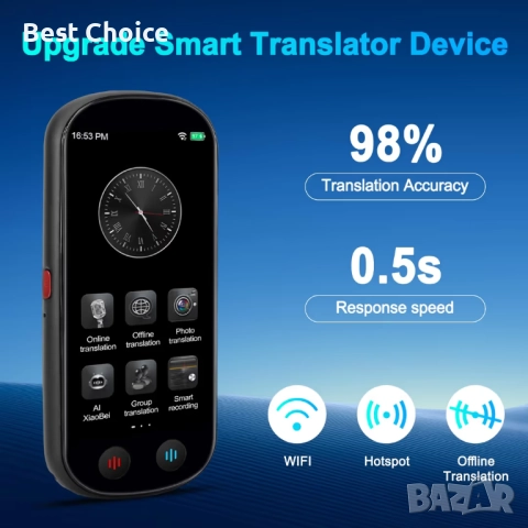 интелигентен гласов преводач с изкуствен интелект (AI), предлагащ различни функции за превод, снимка 4 - Друга електроника - 52919064