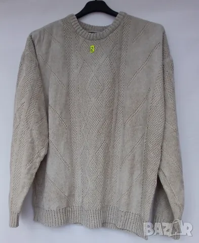 Мъжки фигурален блузон в бежов цвят., снимка 4 - Пуловери - 48942953