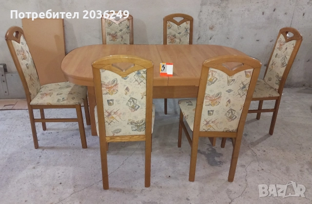 Комплект масивна разтегателна маса с 6 стола, снимка 6 - Маси - 52944665