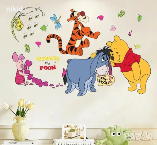 Мечо Пух Йори Прасчо стена малък самозалепващ стикер лепенка стена мебел прозорец детска стая детски
