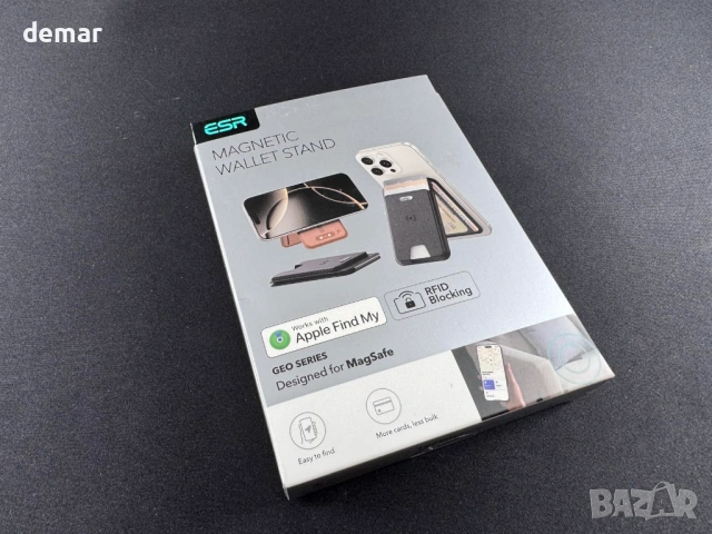 Портфейл ESR Geo MagSafe с пълна функционалност „Find My“, държач за 5 карти, RFID блокиране, черен, снимка 11 - Аксесоари за Apple - 53427138