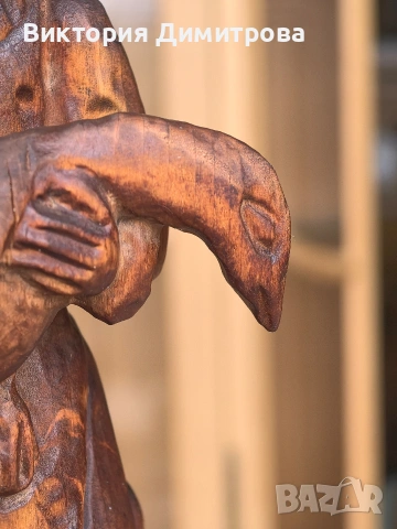 Дървена фигура " Момичето с гъска" , снимка 3 - Декорация за дома - 53599462