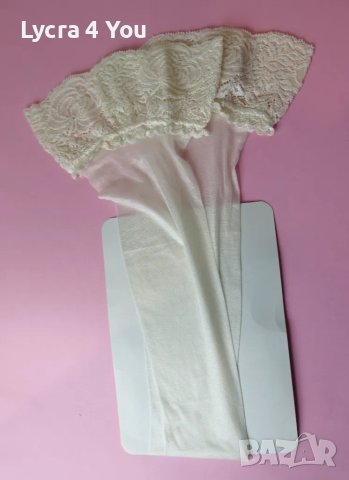 S/M нови чорапи със силикон в цвят шампанско, снимка 4 - Бельо - 47643970