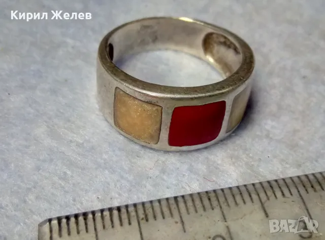 МАРКОВ ВИНТИДЖ АРТ СРЕБЪРЕН ПРЪСТЕН СРЕБРО 925 A1 с ДВЕ МАРКИРОВКИ и ЦВЕТЕН ЕМАЙЛ РЪЧНА РАБОТА 49935, снимка 3 - Пръстени - 49981847