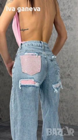 Дамски дънки с камъчета , снимка 2 - Дънки - 53672781