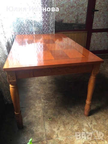 Голяма трапезна маса с дърворезба, снимка 2 - Маси - 53694820