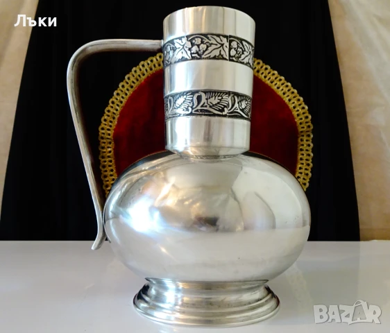 Кана от калай,калаена кана,хмел,житен клас,1.5 литра. , снимка 5 - Антикварни и старинни предмети - 51387827