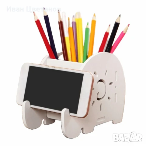 Поставка за съхранение на училищни и офис консумативи – Органайзер с държач за химикалки и телефон