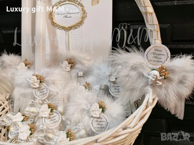 Комплект за кръщене "Златно ангелче", снимка 3 - Подаръци за кръщене - 50695655