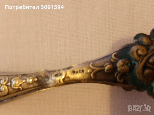 Античнa бароковa месингова посребрена щипка за захар лед , снимка 2 - Антикварни и старинни предмети - 47358771