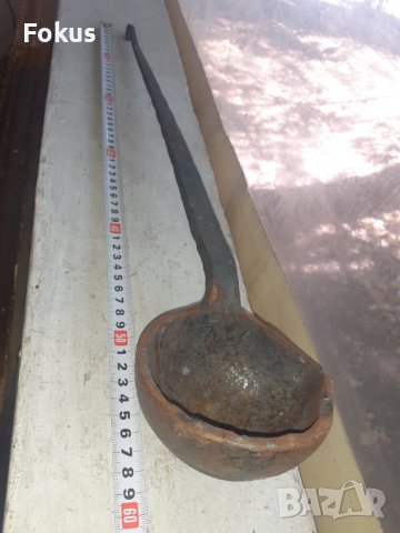 Стара голяма кована леярска лъжица инструмент, снимка 6 - Антикварни и старинни предмети - 42499047