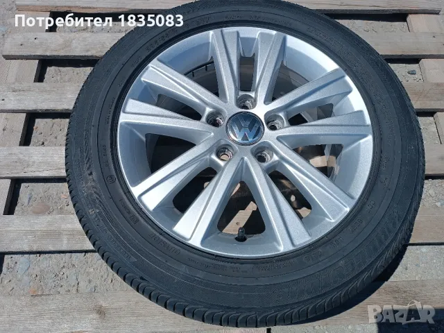 1бр. лята джанта 16ка 5х112 VW + лятна гума 205/55/16 Bridgestone, снимка 2 - Гуми и джанти - 50389815