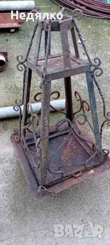 Стар,огромен фенер,полюлей,ковано желязо, снимка 10 - Антикварни и старинни предмети - 47992625