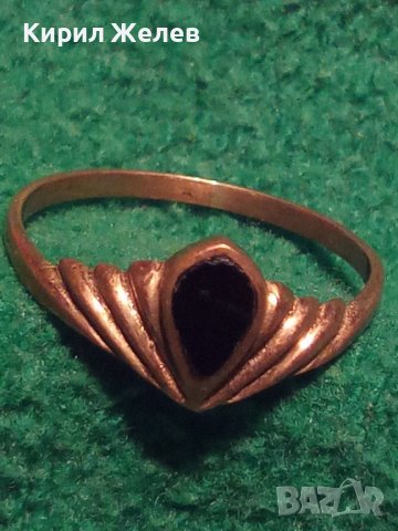 СТАРИНЕН БРОНЗОВ АРТ НУВО ПРЪСТЕН с ЧЕРЕН ОНИКС МАЙСТОРСКА ИЗРАБОТКА РЕТРО ВИНТИДЖ БИЖУ 7193, снимка 4 - Антикварни и старинни предмети - 34839784