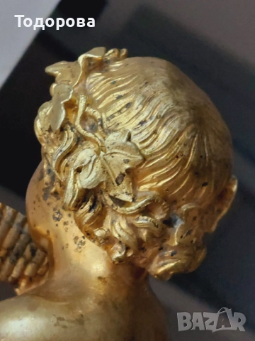 Много рядък Каминен бронзов часовник-Франция 19 век ,позлата, порцелан, 4 200 €, снимка 11 - Стенни часовници - 52310498