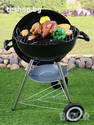 Барбекю на дървени въглища Kono Kettle, преносимо черно, 47x49x80 см