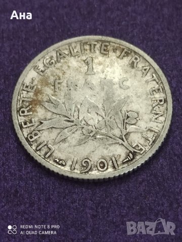 1 франка 1901, снимка 1 - Нумизматика и бонистика - 41489055