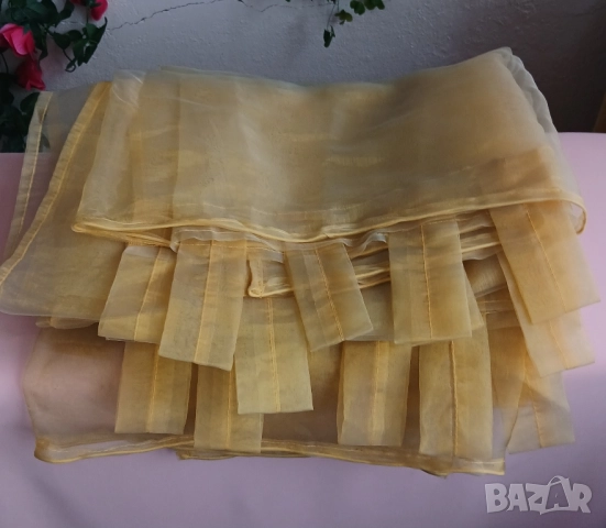 Прозрачни копринени златисти пердета за прозорци., снимка 4 - Пердета и завеси - 51359986