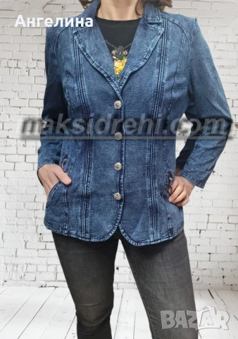 Дамско спортно-елегантно сако от трико с ефект на деним., снимка 1