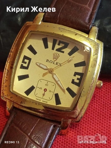 Красив стилен мъжки часовник ROLEX SWISS MADE QUARTZ с кожена каишка 38134, снимка 7 - Мъжки - 53390362