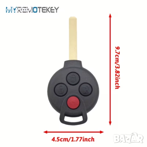 Кутийка за ключ с 4 бутона за Smart ForTwo / ForFour с острие HU, снимка 6 - Аксесоари и консумативи - 52674730