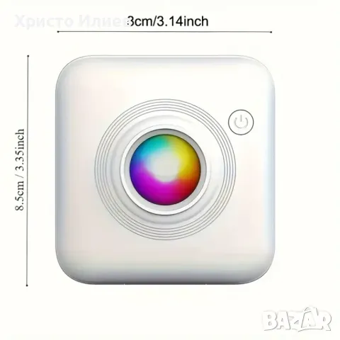 Мини термо принтер с 15 ролки бяла и цветна хартия стикери фулмастри и торбичка