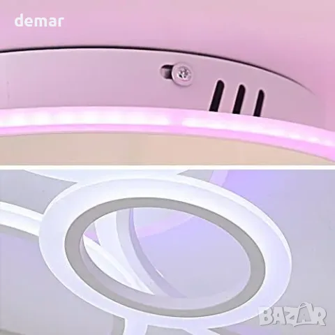 LED плафон 80 W с дистанционно, 75 × 55 × 16 см, димируем 3000–6500 K, снимка 3 - Други стоки за дома - 56011761