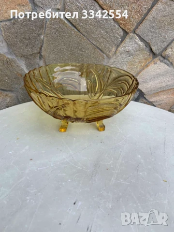 КУПА ФРУКТИЕРА РЕЛЕФ СТЪКЛО ЦВЕТНО ОРНАМЕНТИ ОТ СОЦА, снимка 1