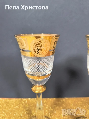 чаши за ракия -  Бохемия - Christina- Versace Gold, снимка 6 - Чаши - 50943761