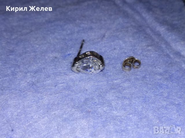 ПОСРЕБРЕНА ОБЕЦА от БЛАГОРОДНА СТОМАНА с БРИЛЯНТНО ФАСЕТИРАН ЦИРКОНИЙ и СРЕБРО 925 ЗАКОПЧАЛКА 37101, снимка 5 - Обеци - 39976843