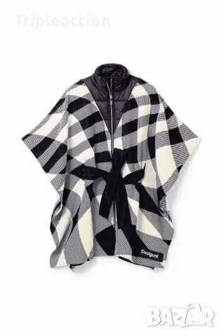 Пончо Desigual, в черно каре, от лека, нежна материя